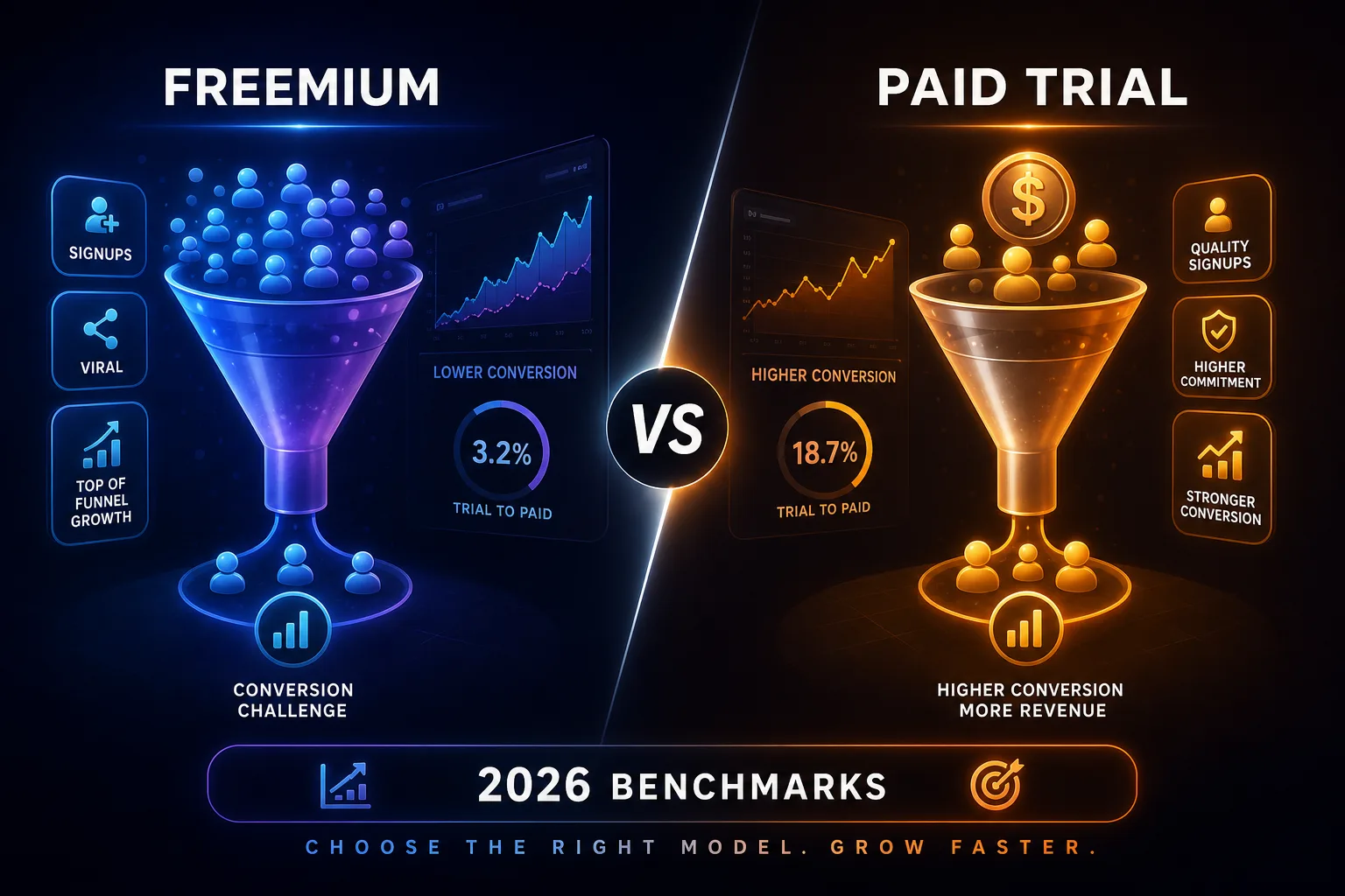 Freemium vs Paid Trial SaaS Channel Comparison: 2026 Benchmarks and Model Selection